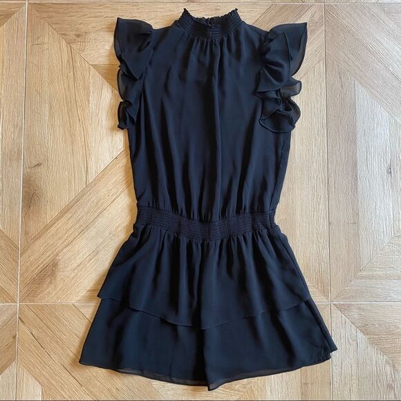 1State black chiffon flutter sleeve mini dress - Picture 5 of 11